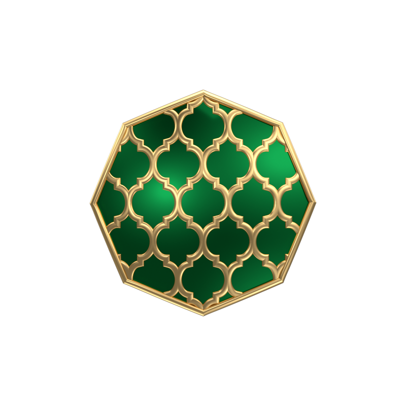 Ornate, Classic Cufflink Set with 18kt Gold Plating and Enamel on Brass.