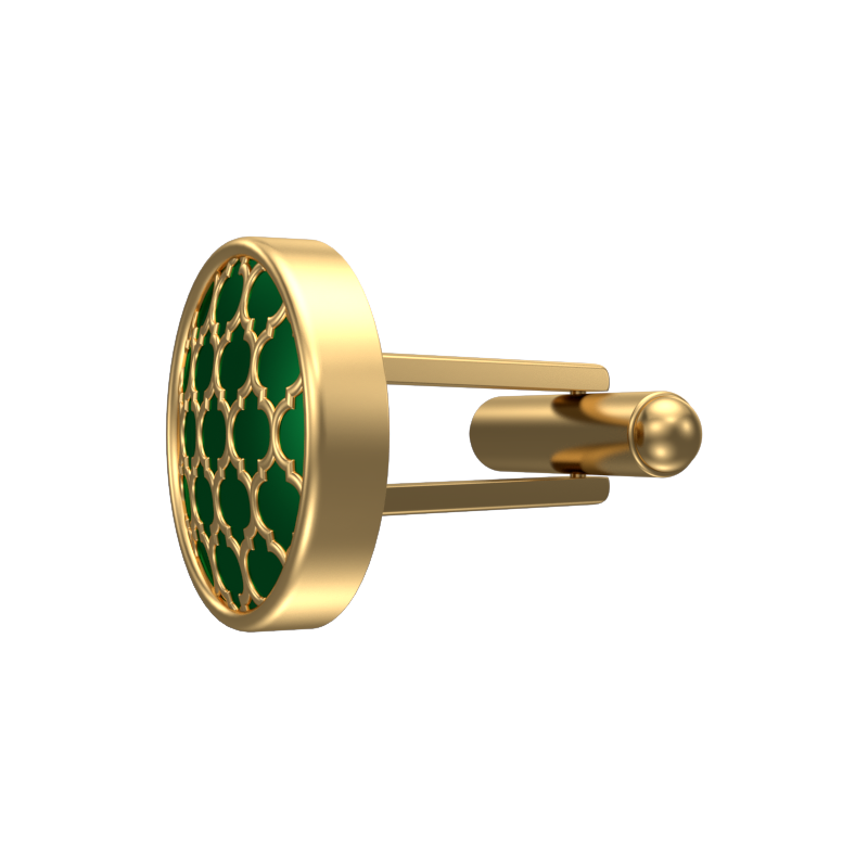 Ornate, Classic Cufflink Set with 18kt Gold Plating and Enamel on Brass.