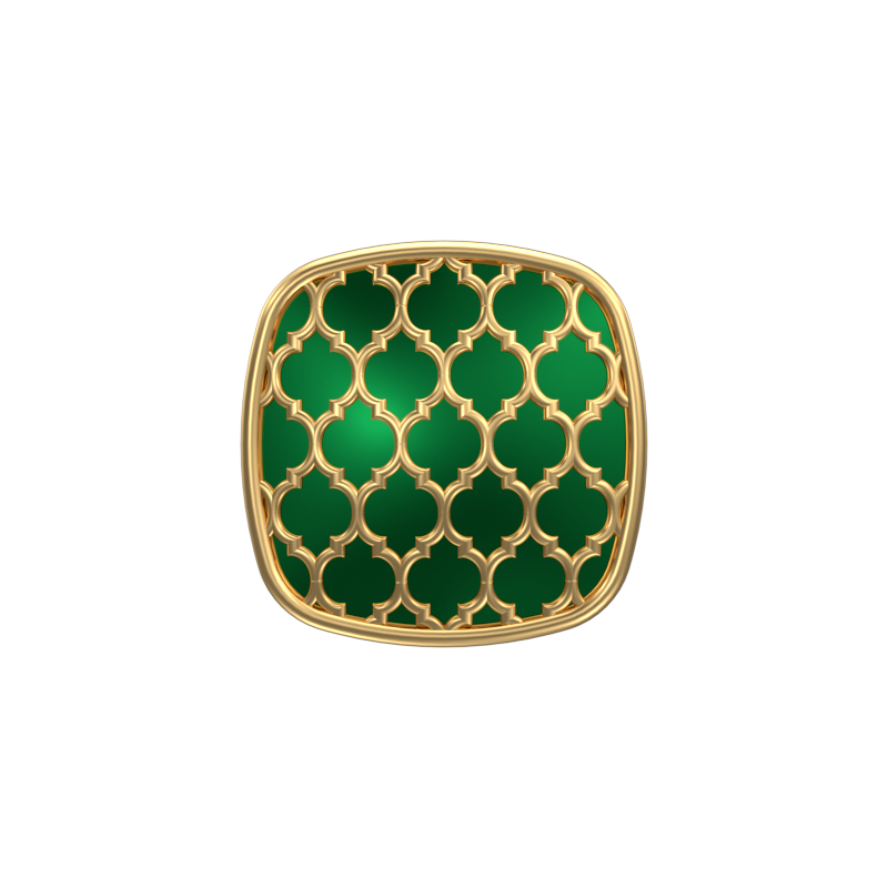 Ornate, Classic Cufflink Set with 18kt Gold Plating and Enamel on Brass.
