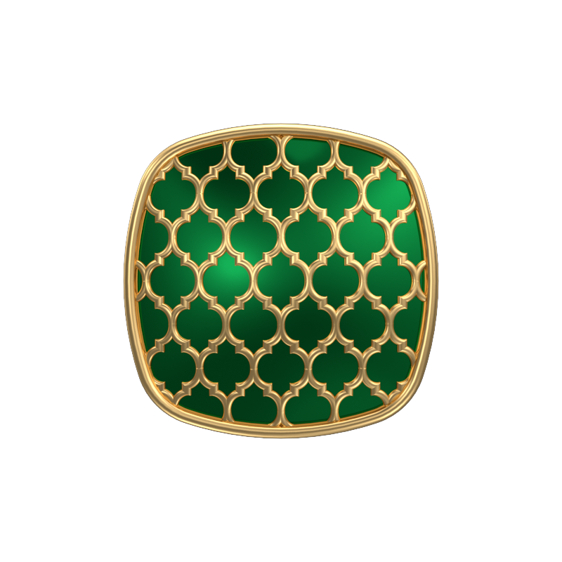 Ornate, Classic Cufflink Set with 18kt Gold Plating and Enamel on Brass.