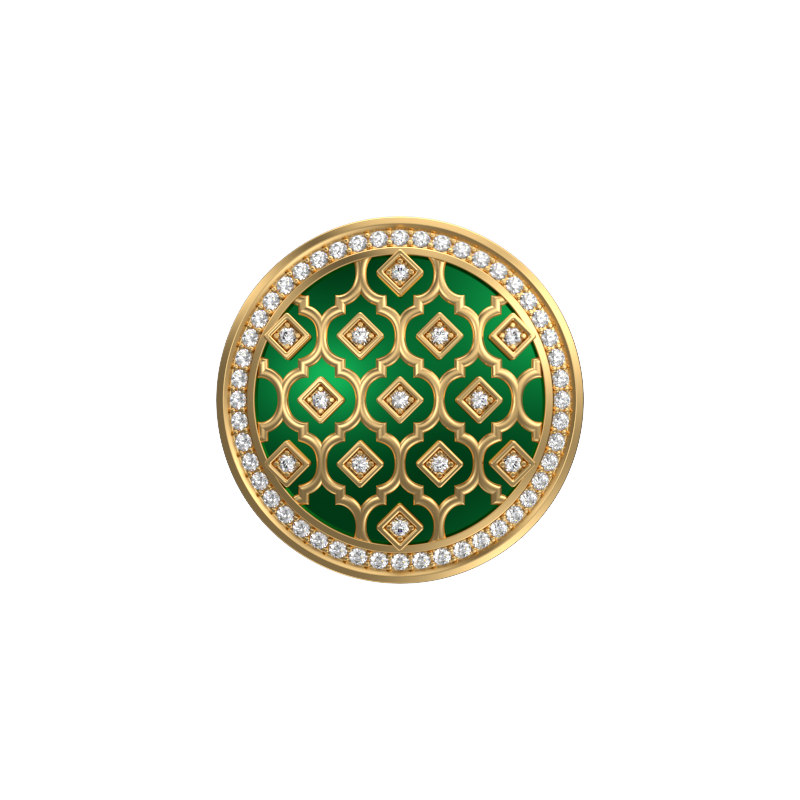Ornate Luxe, Classic Cufflink Set with CZ Diamonds, 18kt Gold Plating and Enamel on Brass.