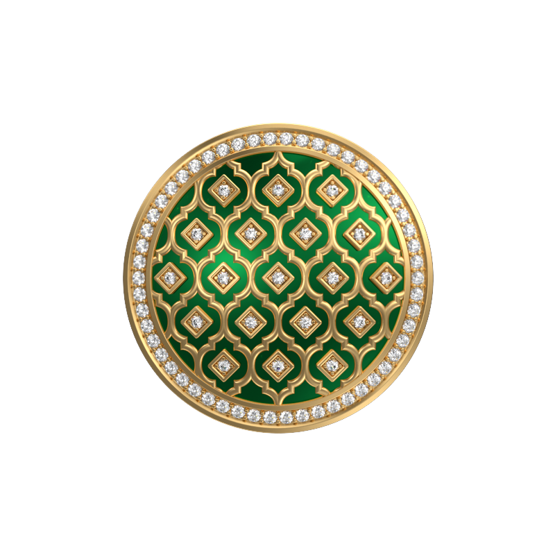 Ornate Luxe, Classic Cufflink Set with CZ Diamonds, 18kt Gold Plating and Enamel on Brass.