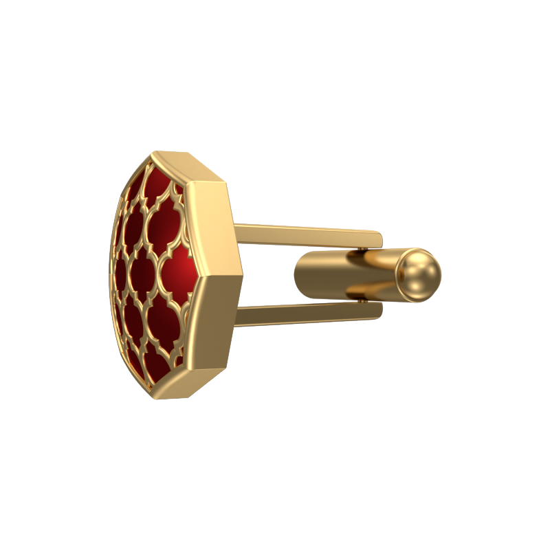 Ornate, Classic Cufflink Set with 18kt Gold Plating and Enamel on Brass.