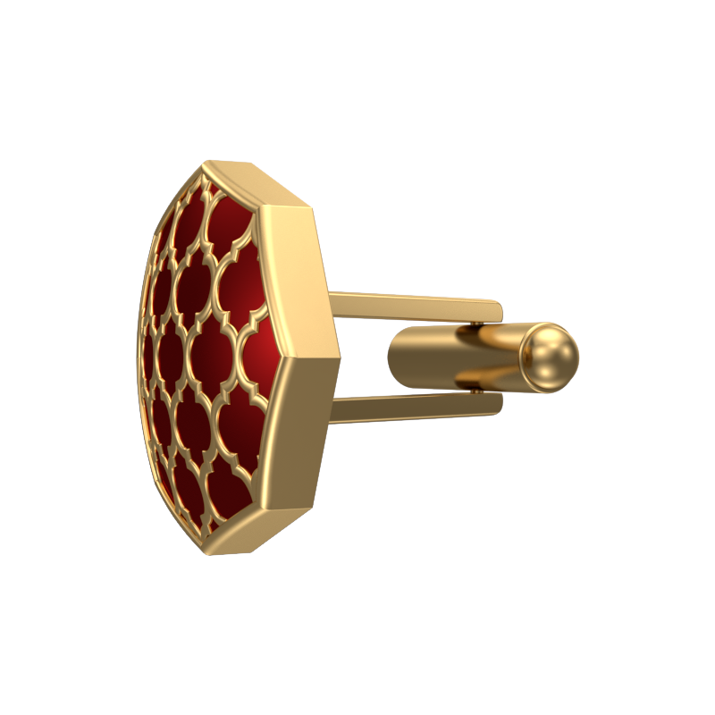 Ornate, Classic Cufflink Set with 18kt Gold Plating and Enamel on Brass.