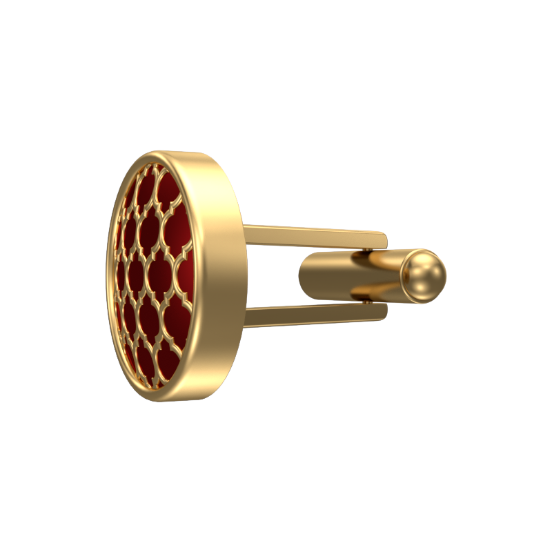 Ornate, Classic Cufflink Set with 18kt Gold Plating and Enamel on Brass.