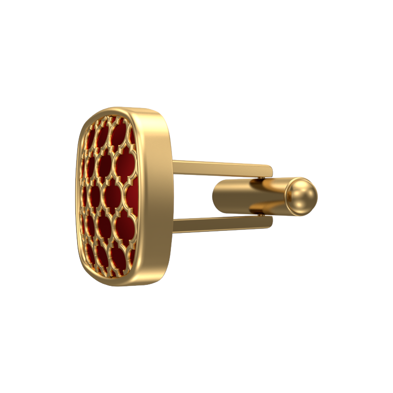 Ornate, Classic Cufflink Set with 18kt Gold Plating and Enamel on Brass.