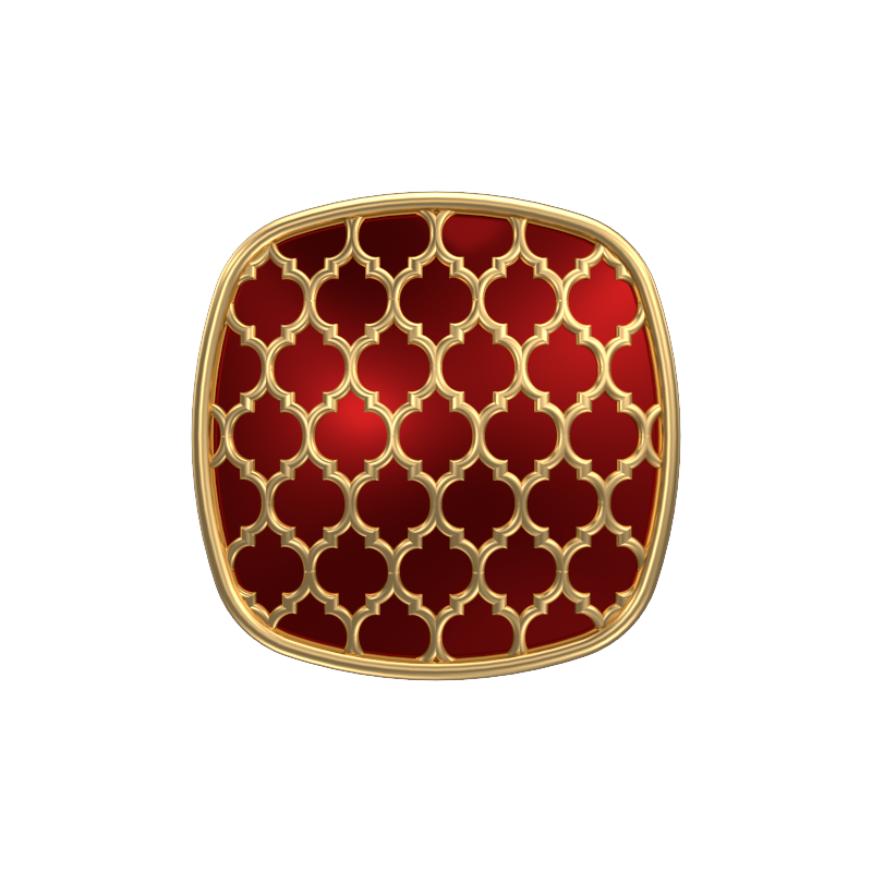 Ornate, Classic Cufflink Set with 18kt Gold Plating and Enamel on Brass.