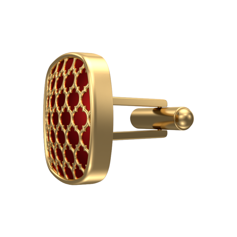 Ornate, Classic Cufflink Set with 18kt Gold Plating and Enamel on Brass.