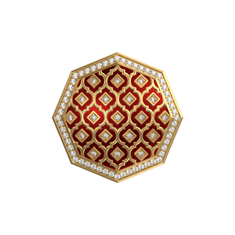 Ornate Luxe, Classic Cufflink Set with CZ Diamonds, 18kt Gold Plating and Enamel on Brass.