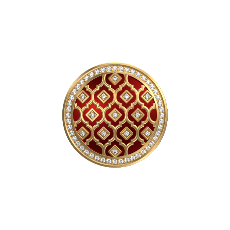 Ornate Luxe, Classic Cufflink Set with CZ Diamonds, 18kt Gold Plating and Enamel on Brass.