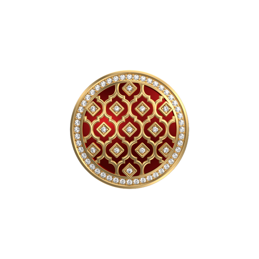 Ornate Luxe, Classic Cufflink Set with CZ Diamonds, 18kt Gold Plating and Enamel on Brass.