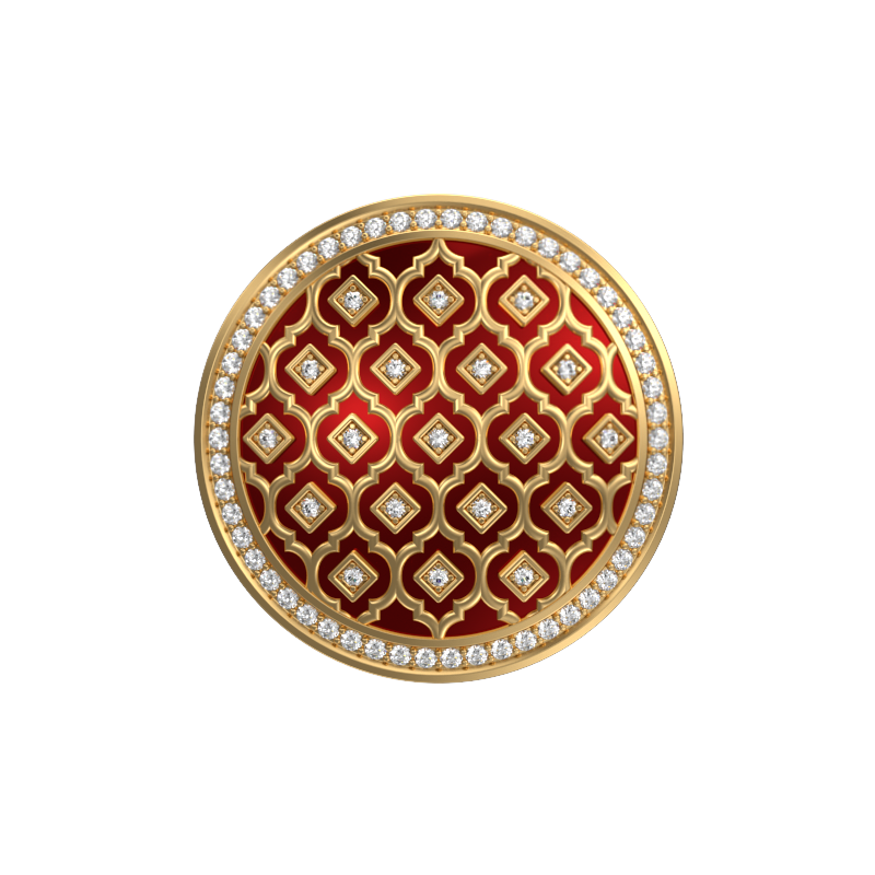 Ornate Luxe, Classic Cufflink Set with CZ Diamonds, 18kt Gold Plating and Enamel on Brass.