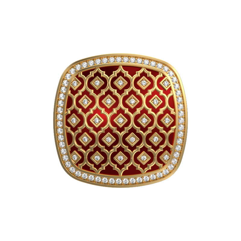 Ornate Luxe, Classic Cufflink Set with CZ Diamonds, 18kt Gold Plating and Enamel on Brass.