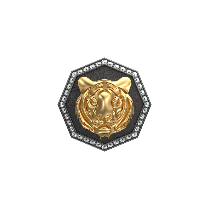 Tiger Luxe, Wild Cufflink Set with CZ Diamonds, 18kt Gold & Black Ruthenium Plating on Brass.