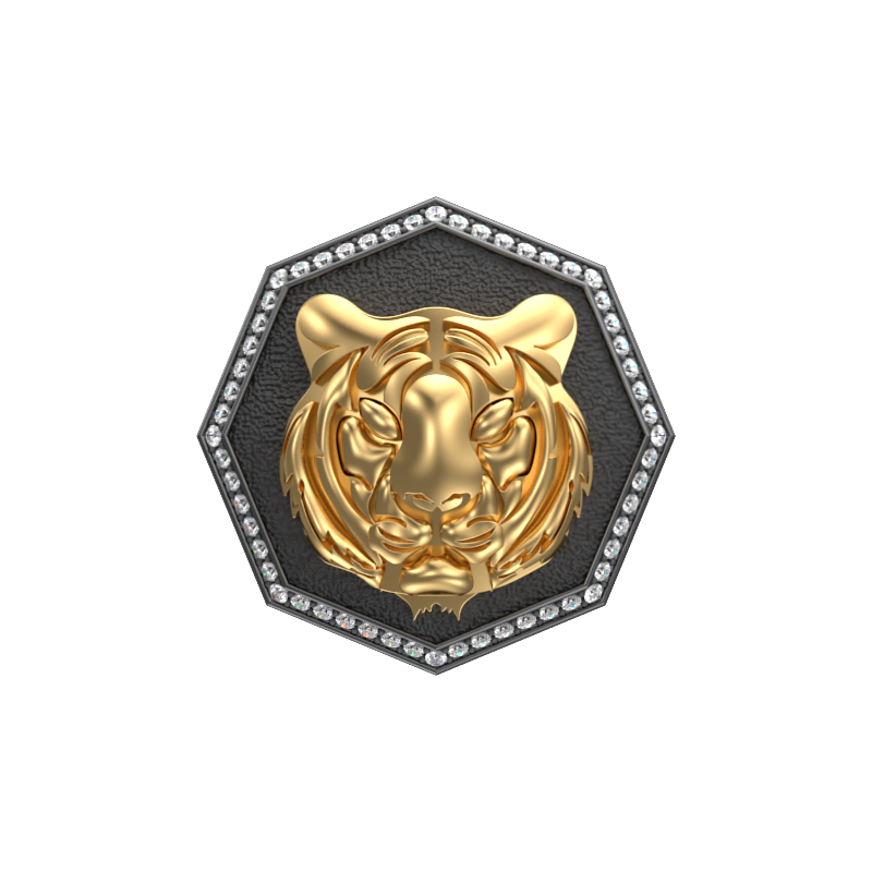 Tiger Luxe, Wild Cufflink Set with CZ Diamonds, 18kt Gold & Black Ruthenium Plating on Brass.