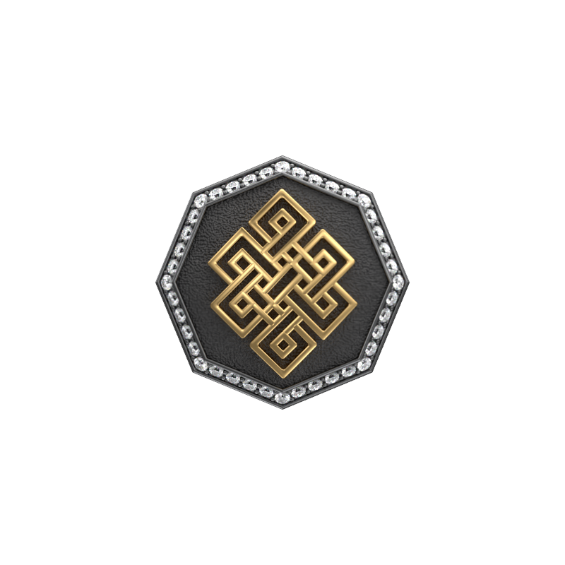 Infinity Luxe, Spiritual Cufflink Set with CZ Diamonds, 18kt Gold & Black Ruthenium Plating on Brass.