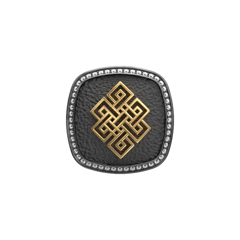 Infinity Luxe, Spiritual Cufflink Set with CZ Diamonds, 18kt Gold & Black Ruthenium Plating on Brass.