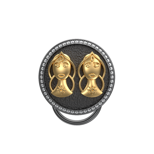 Gemini Zodiac Luxe, Constellation Button set with CZ Diamonds, 18kt Gold & Black Ruthenium plating on Brass.