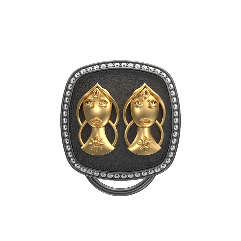 Gemini Zodiac Luxe, Constellation Button set with CZ Diamonds, 18kt Gold & Black Ruthenium plating on Brass.