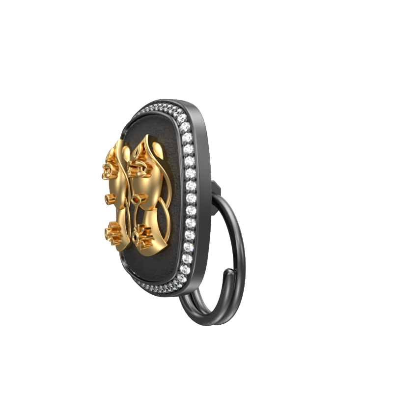 Gemini Zodiac Luxe, Constellation Button set with CZ Diamonds, 18kt Gold & Black Ruthenium plating on Brass.