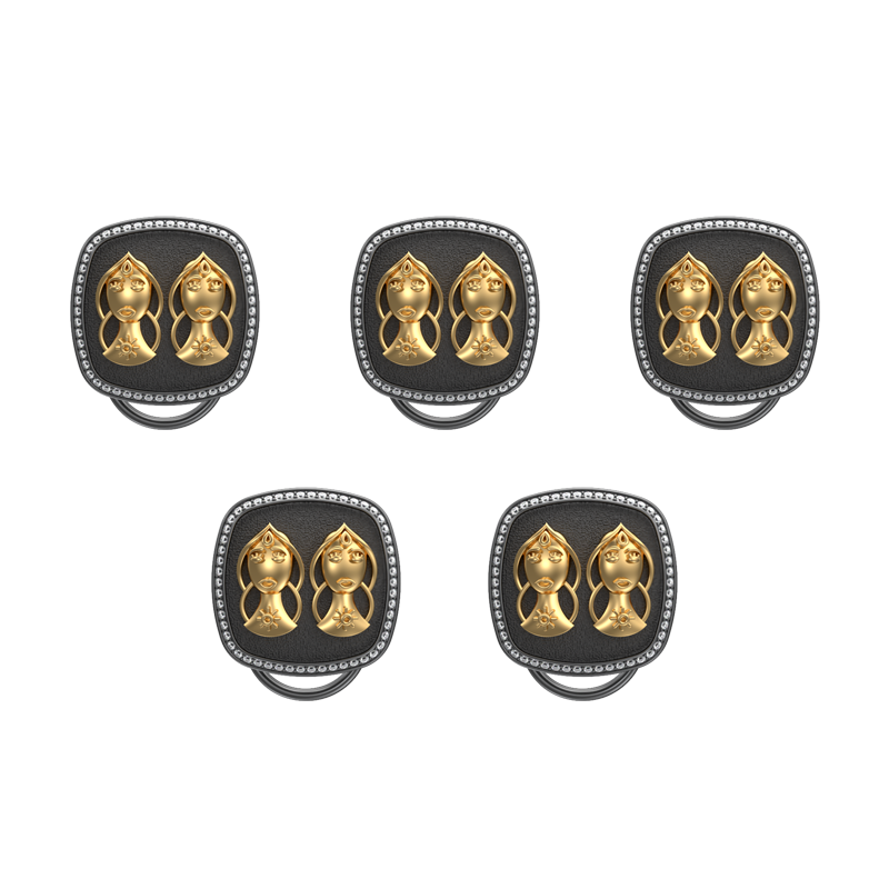 Gemini Zodiac Luxe, Constellation Button set with CZ Diamonds, 18kt Gold & Black Ruthenium plating on Brass.