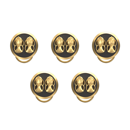 Gemini Zodiac, Constellation Button set with 18kt Gold & Black Ruthenium Plating on Brass.