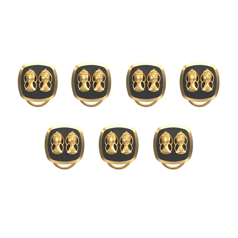 Gemini Zodiac, Constellation Button set with 18kt Gold & Black Ruthenium Plating on Brass.