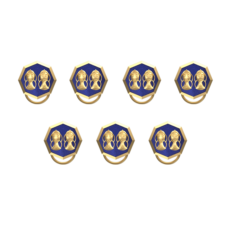 Gemini Zodiac, Constellation Button set with 18kt Gold & Black Ruthenium Plating on Brass.