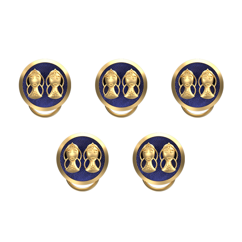 Gemini Zodiac, Constellation Button set with 18kt Gold & Black Ruthenium Plating on Brass.