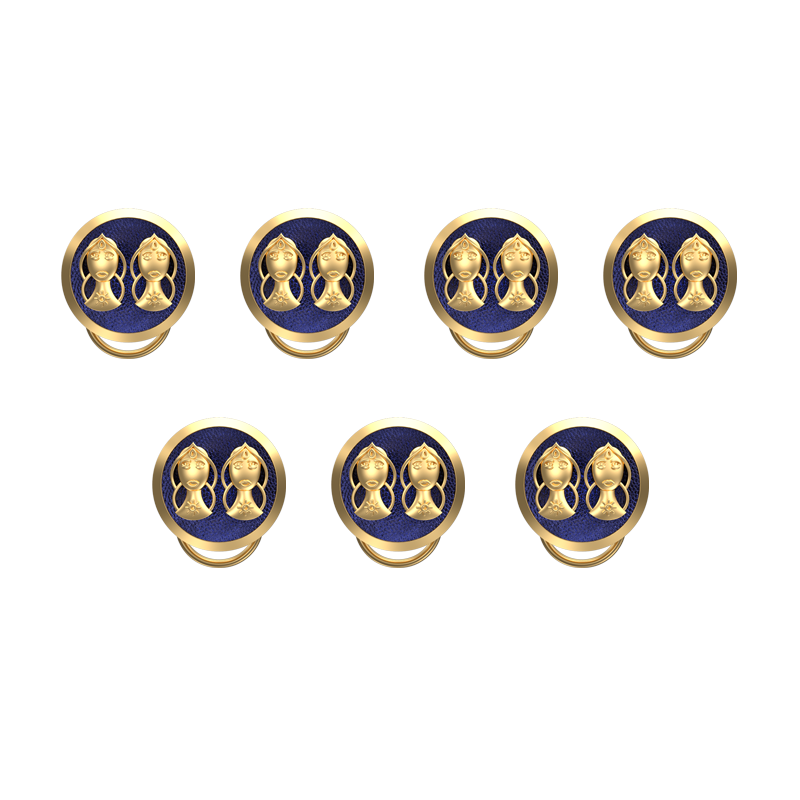 Gemini Zodiac, Constellation Button set with 18kt Gold & Black Ruthenium Plating on Brass.