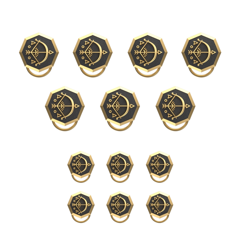 Sagittarius Zodiac, Constellation Button set with 18kt Gold & Black Ruthenium Plating on Brass.