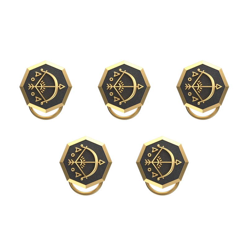 Sagittarius Zodiac, Constellation Button set with 18kt Gold & Black Ruthenium Plating on Brass.