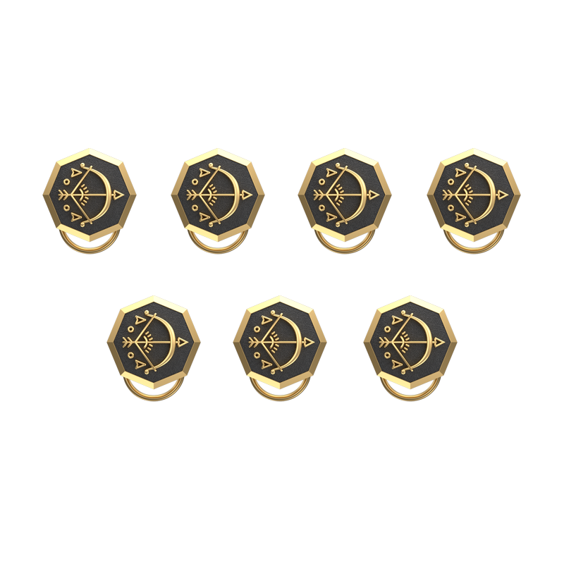 Sagittarius Zodiac, Constellation Button set with 18kt Gold & Black Ruthenium Plating on Brass.