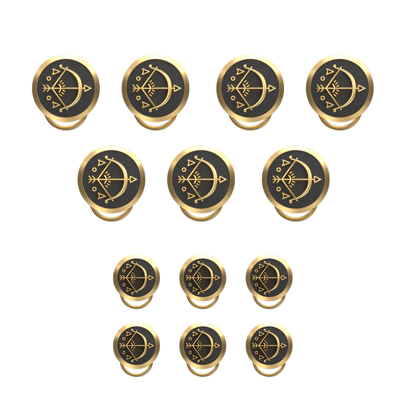 Sagittarius Zodiac, Constellation Button set with 18kt Gold & Black Ruthenium Plating on Brass.