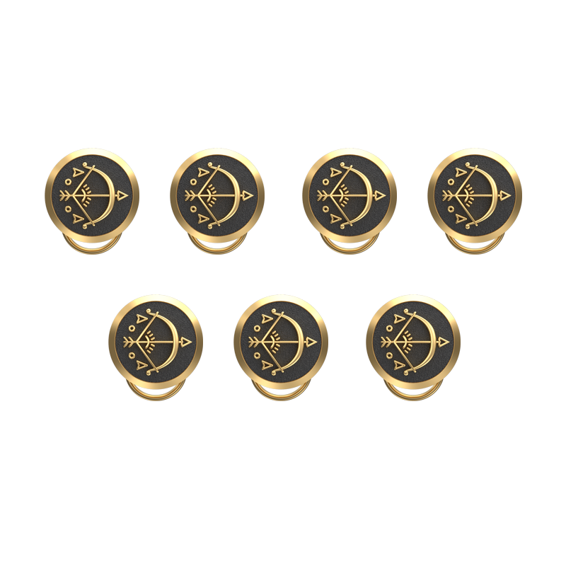 Sagittarius Zodiac, Constellation Button set with 18kt Gold & Black Ruthenium Plating on Brass.