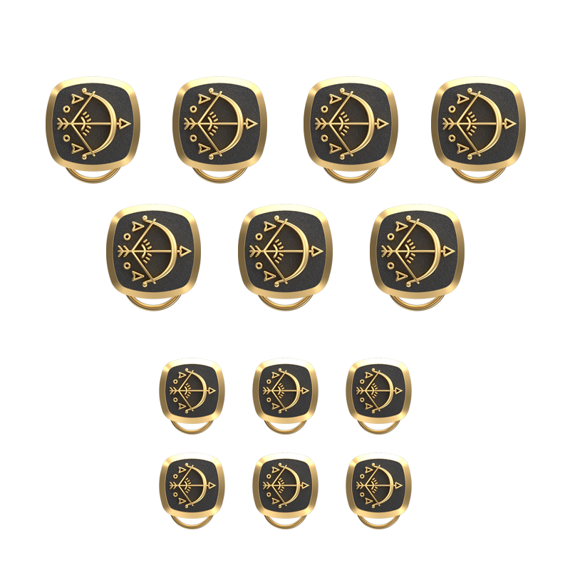 Sagittarius Zodiac, Constellation Button set with 18kt Gold & Black Ruthenium Plating on Brass.