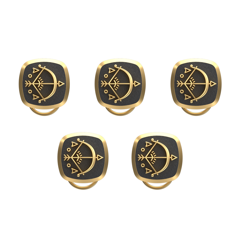 Sagittarius Zodiac, Constellation Button set with 18kt Gold & Black Ruthenium Plating on Brass.