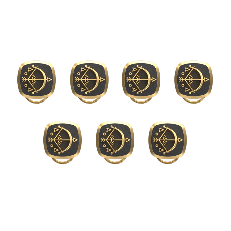 Sagittarius Zodiac, Constellation Button set with 18kt Gold & Black Ruthenium Plating on Brass.