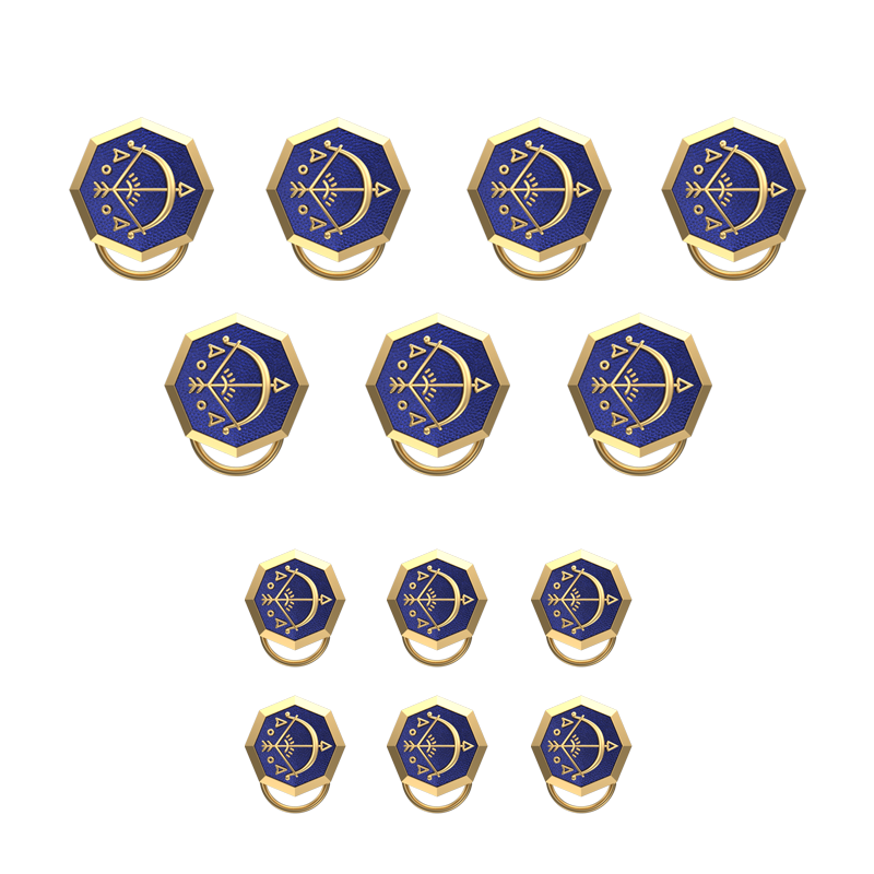 Sagittarius Zodiac, Constellation Button set with 18kt Gold & Black Ruthenium Plating on Brass.