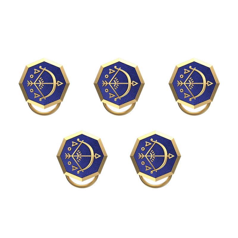 Sagittarius Zodiac, Constellation Button set with 18kt Gold & Black Ruthenium Plating on Brass.