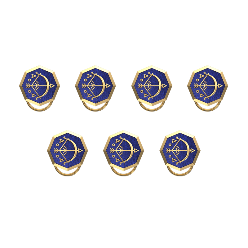 Sagittarius Zodiac, Constellation Button set with 18kt Gold & Black Ruthenium Plating on Brass.