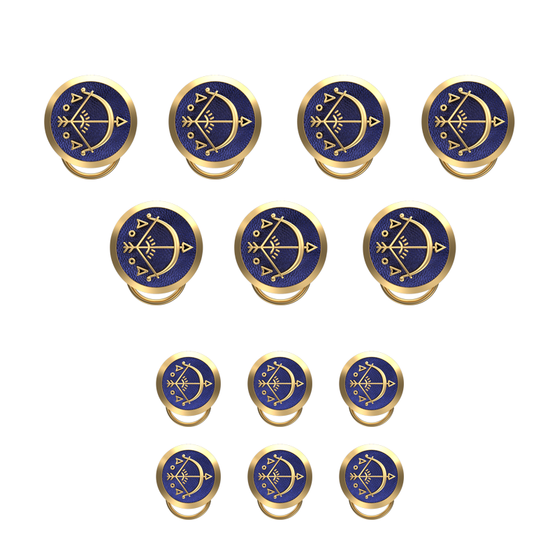 Sagittarius Zodiac, Constellation Button set with 18kt Gold & Black Ruthenium Plating on Brass.