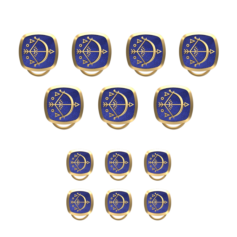 Sagittarius Zodiac, Constellation Button set with 18kt Gold & Black Ruthenium Plating on Brass.