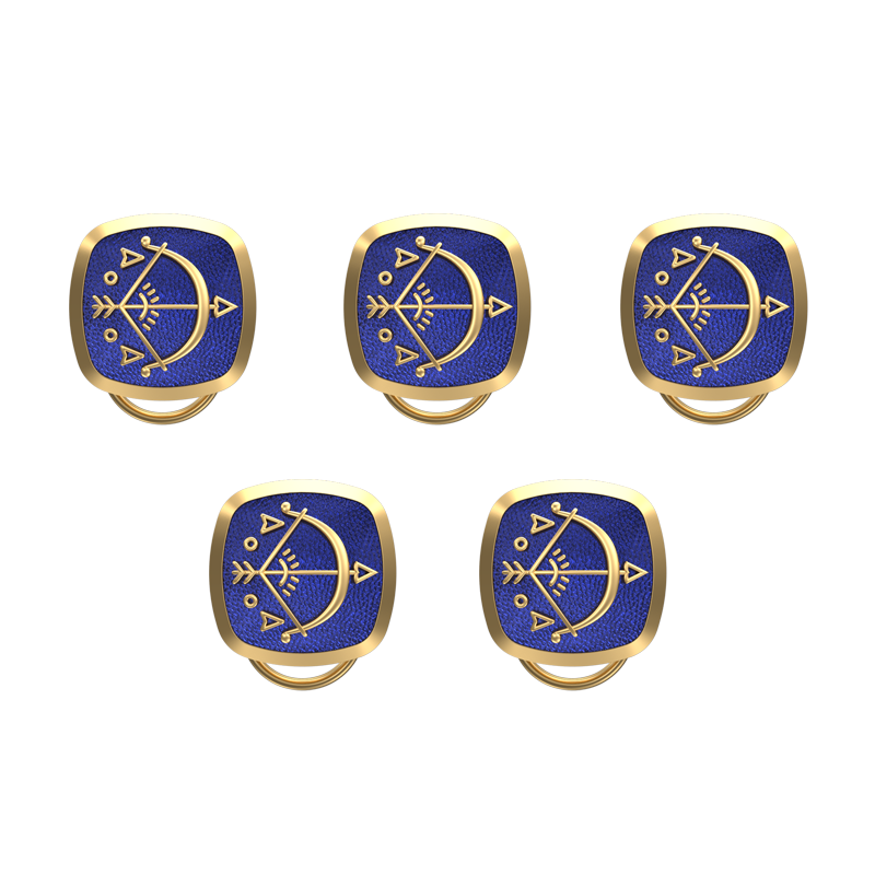 Sagittarius Zodiac, Constellation Button set with 18kt Gold & Black Ruthenium Plating on Brass.