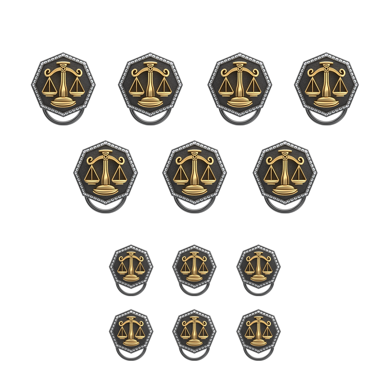 Libra Zodiac Luxe, Constellation Button set with CZ Diamonds, 18kt Gold & Black Ruthenium plating on Brass.