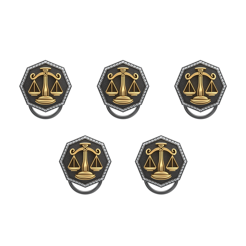 Libra Zodiac Luxe, Constellation Button set with CZ Diamonds, 18kt Gold & Black Ruthenium plating on Brass.