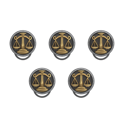 Libra Zodiac Luxe, Constellation Button set with CZ Diamonds, 18kt Gold & Black Ruthenium plating on Brass.