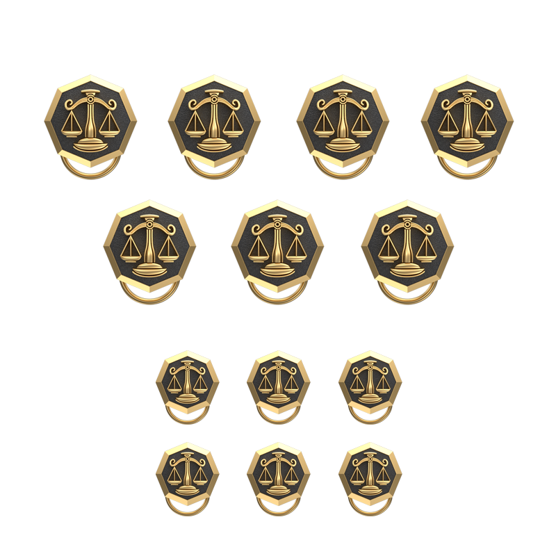 Libra Zodiac, Constellation Button set with 18kt Gold & Black Ruthenium Plating on Brass.