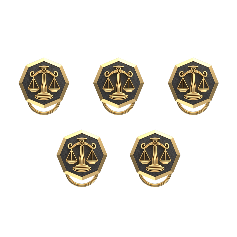 Libra Zodiac, Constellation Button set with 18kt Gold & Black Ruthenium Plating on Brass.