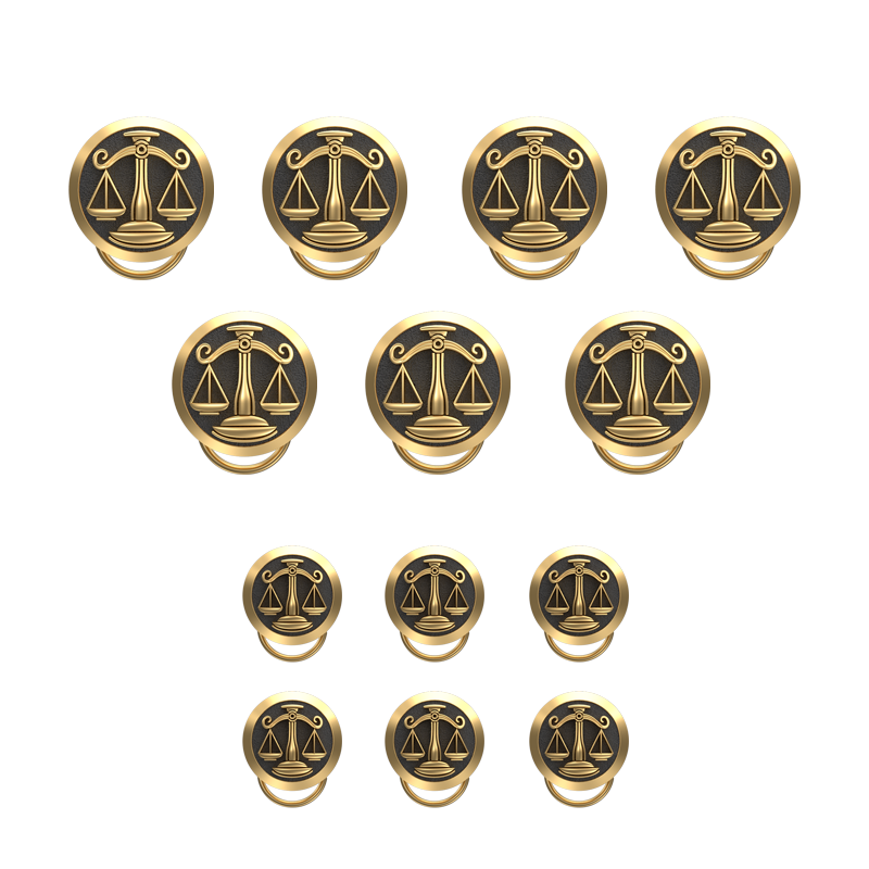 Libra Zodiac, Constellation Button set with 18kt Gold & Black Ruthenium Plating on Brass.